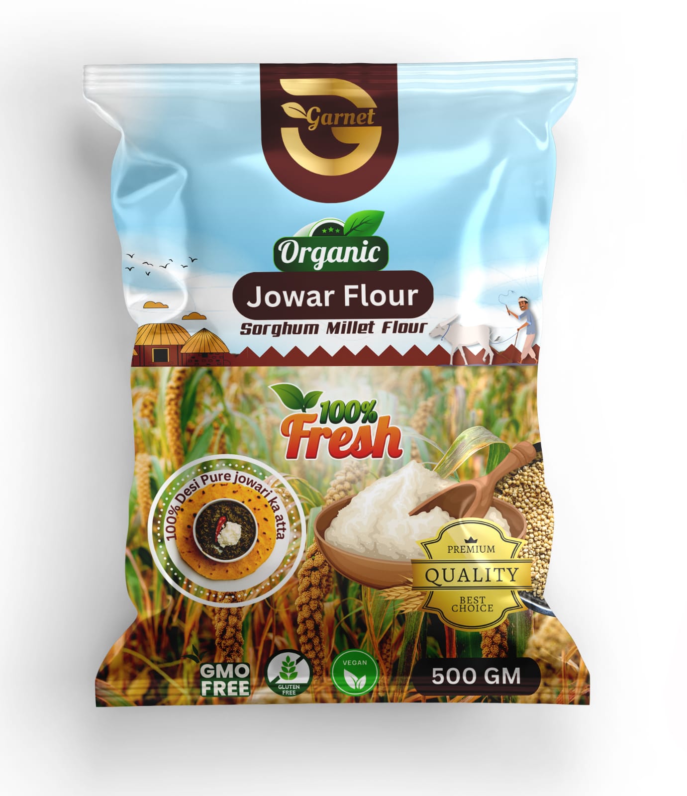Organic Sprouted Jowar Flour (Sorghum) 1kg - Ancient Grains, Gluten-Free Baking